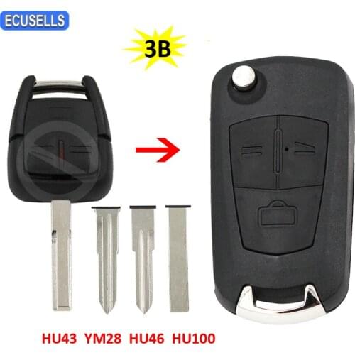 3 Button Folding Remote Car Key Shell Case Housing for Opel Vectra Antigo Omega Suprema Agile Montana HU100/HU43/HU46/YM28 Blade