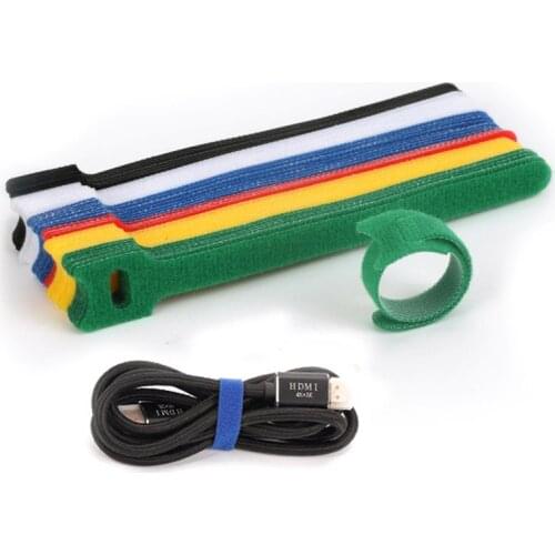 30pcs T-type Velcro Cable Ties Reusable Wire Adhesive Loop Hook Nylon Strap Organizer Self Adhesive Clip Holder Power Cable Ties