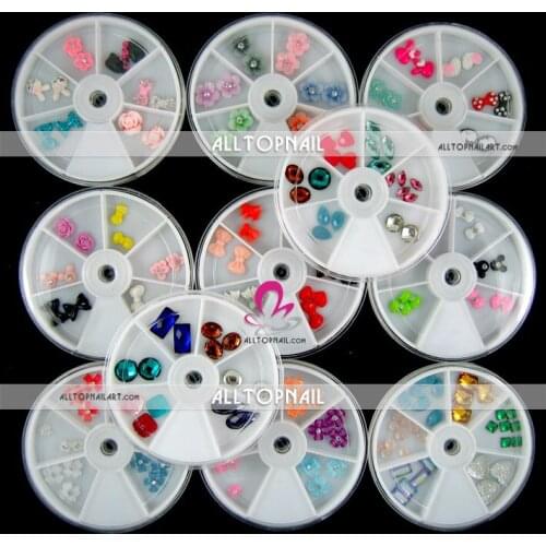 66 different shapes nail art stones & 3D Nail Art Decoration in wheels - Free shipping
