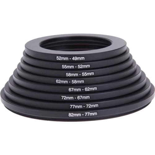 8 PCS Aluminum Step Up Rings Universal Lens Adapter Filter Set 82-77 77-72 72-67 67-62 62-58 58-55 55-52 52-49mm