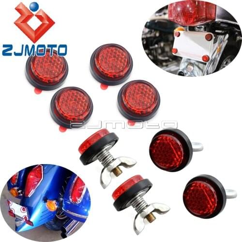 8x 4x 2x Scooter Motorcycle License Number Plate Red Reflectors For Honda Yamaha BMW Street Touring Mini Safety Reflective Tag