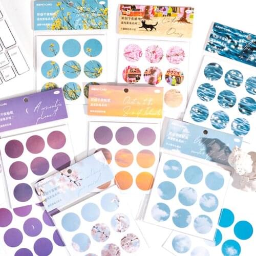 9 Sheet Sakura Flowers Cloud Dots Sticker Colorful Decorative Adhesive Sticker Decorative Labels For Diary Album