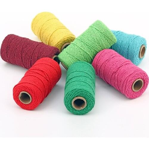AIJJU 20 Colors 100m*2mm Cotton Rope Thread DIY Decor Toy Crafts Cotton Cord leather Sewing Accessories Zongzi Rope