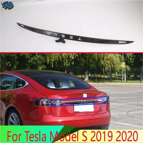 For Tesla Model S 2019 2020 Car Accessories Carbon Fiber Style Rear Boot Door Trunk Lid Cover Trim Tailgate Garnish