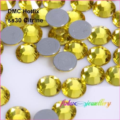 Free Shipping! 288pcs/Lot, ss30 (6.3-6.5mm) High Quality DMC Citrine Iron On Rhinestones / Hot fix Rhinestones
