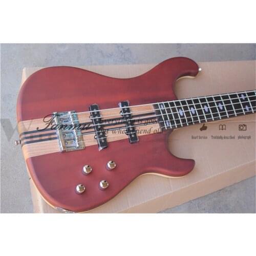 Free shipping custom 5 string guitar bass , mahogany body,pearl inlay,chrome button,neck through body,5 strings bass