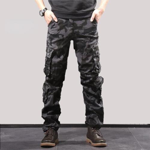 Mens Pants Outdoor Casual Camouflage Trousers Loose Multi-pocket Overalls Male Straight-leg Pants Streetwear Overalls