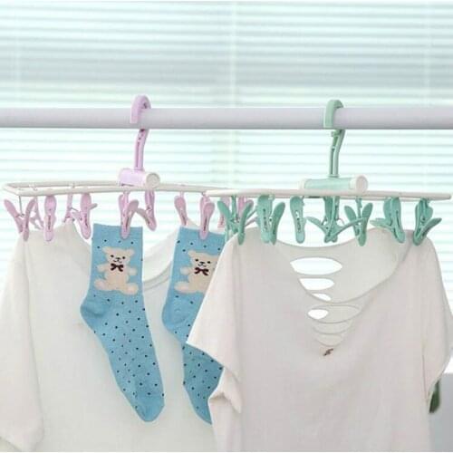 Household Storage Organizer Clothing Rack Hangers For Clothes Home Accessories Foldable Windproof Underwear Socks Drying Rack