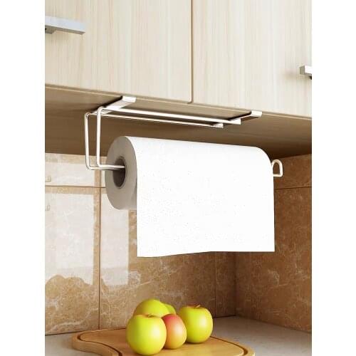 Paper Towel Holder Stainless Steel Roll Paper Shelf Hanger Porte Sopalin Kitchen Towel Holder Roll Paper Rack Punch Free