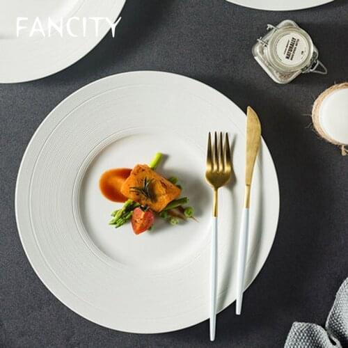 FANCITY Western plate creative restaurant steak plate French cuisine 10 inch 12 inch shallow plate flat plate main plate dim