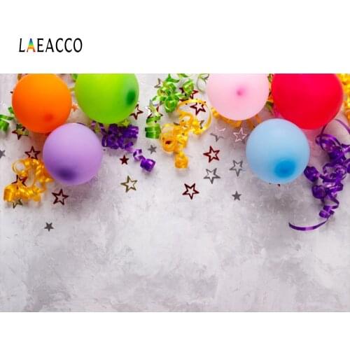 Laeacco Birthday Party Photozone Colorful Balloons Ribbons Stars Photography Backdrops Baby Portrait Photo Backgrounds Photocall