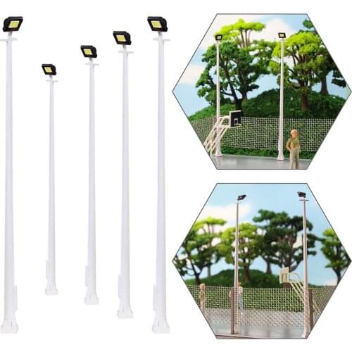 5pcs Model Railway HO Scale Plaza Lamppost 10cm 1:87 Playground Street Lights Bright White 12V LSL06HO