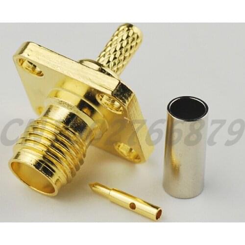 20pcs RF Coaxial Connector RP-SMA 4 Hole Crimp Jack(male pin) Rhombic Flange connector for RG316 RG-174 LMR100 cable