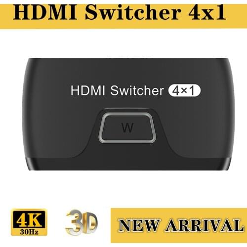 HDMI Switcher 4 In 1 Out 4 Ports 4K/60Hz HDMI Switch Full 3D HDMI 1.4 3840x2160/30Hz