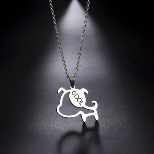 Lemegeton Pet Dog Pendant Necklace Stainless Steel Custom Engraved Name Animal Necklaces Women Family Pet Jewelry