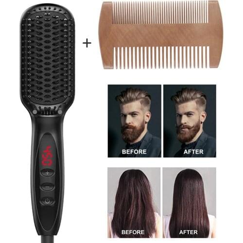 Multifunctional Electric Hair Comb Brush Beard Straightener Hair Straighten Straightening Comb Hair Curler Quick Hair Styler Men