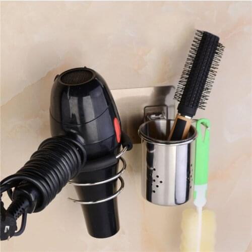 Multi-function Bathroom Hair Dryer Holder Wall Mounted Rack Space Aluminum Shelf Storage Organizer Hairdryer Holder
