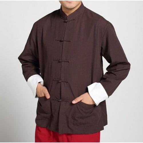 8color male cotton wing chun coat kung fu clothes tai chi jacket martial arts outfit men tang suits black/red/blue/gray/coffee