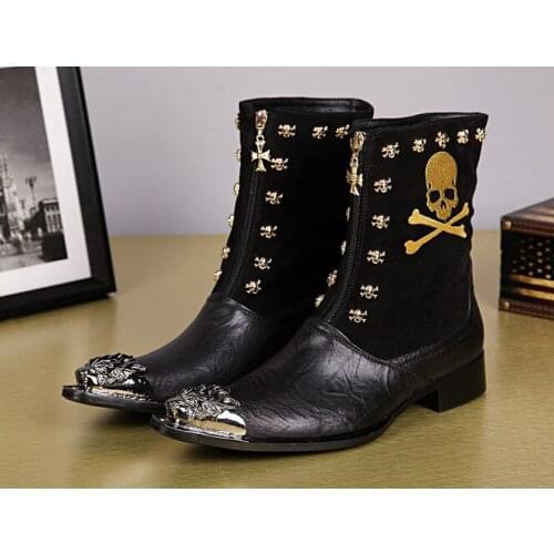 England style men new fashion boots male zipper mixed color autumn winter warm comfortable pointed toes flat martin boots