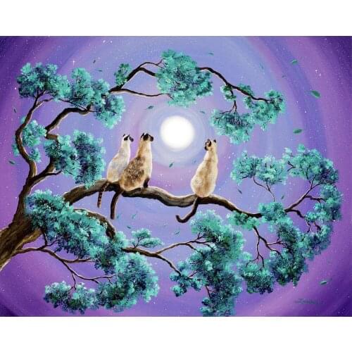 LaoJieYuan Diy 5D flower Cat Moonlight Full Diamond Painting cross stitch kits art High Quality Animal 3D paint by diamond