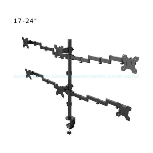 MD6884 Desktop Clamping Full Motion 360 Degree 3-4-6 Monitors Holder 10"-27"LCD LED Monitor Mount Arm Loading 9.9kgs Each Head