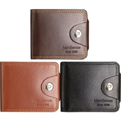New Style Men Short Wallet Large Capacity Multifunctional Solid Color Magnetic Buckle Wallet Luxury Packet Coin Purse Clutch Bag