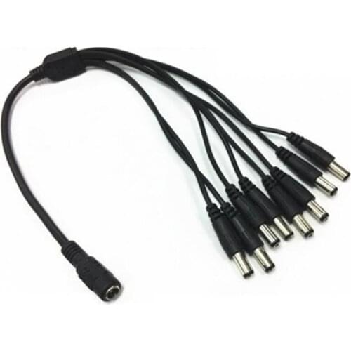 1 DC Female To 8 Male Plug Power Cord Adapter 2.1X5.5mm Connector Cable Splitter for CCTV Security Camera LED Strip Max 5A Load