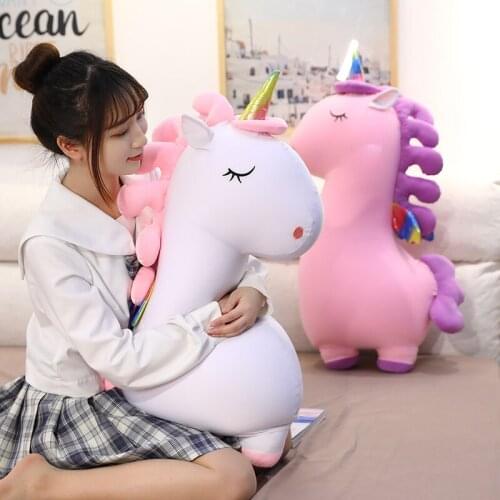 60/90cm Lovely Unicorn Plush Toy Stuffed Kawaii Soft Unicorn Pillow for Children Kids Cute Backpack Doll Christmas Gift for Girl
