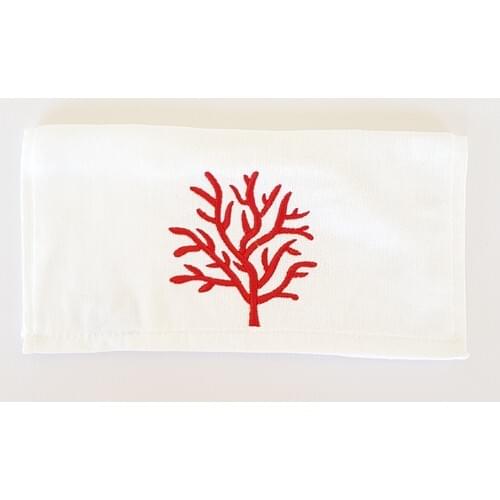 Gaintart Marine Hand Towel Marine Series Red Coral Embroideried 100% Cotton Velvet Hand Towel Cotton Towel High Water Absorption