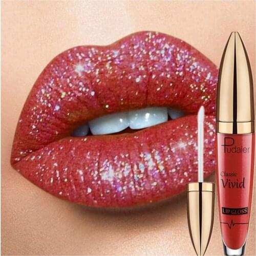 Pudaier Diamond Glitter Lipstick Change Color Matte Liquid Lipstick Waterproof Long-lasting Red Lip Stick Women Shinny Sexy Lips