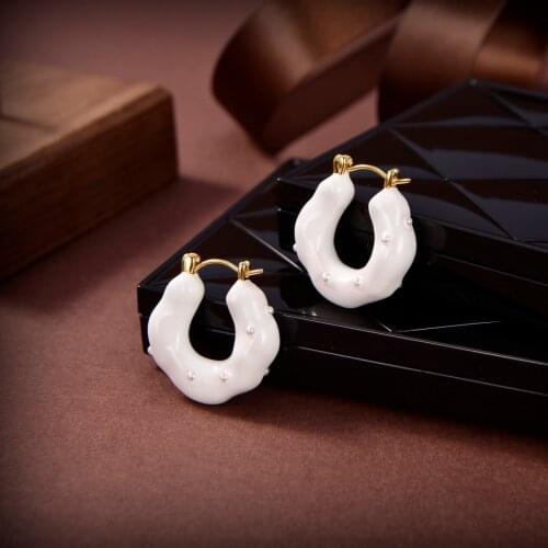 Popular fashion brand pure 925 sterling silver fashion jewelry women fashion geometric white resin party earring party girl gift