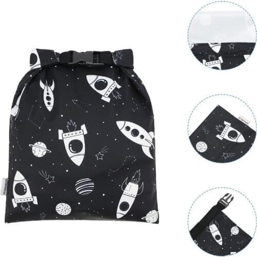 Easy To Use Cute Design Waterproof Washable PUL Storage Snack Pouch Large Capacity Cloth Diaper Bag 28*40cm with Socket Pod