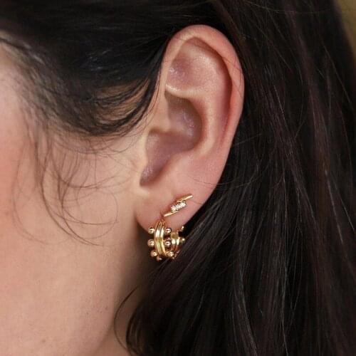 LUNA CHIAO Women Fashion Jewelry Accessories Unmatch Mini Stud Earrings-Chic Style Geometric Huggies Hoops