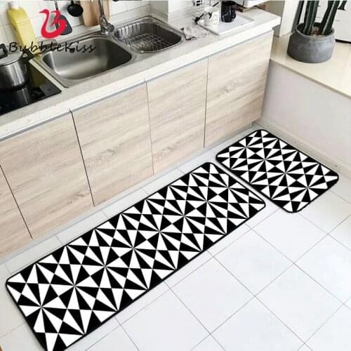 Bubble Kiss Home Kitchen Mat Nordic Simplicity Style Black And White Geometric Pattern Soft Non-Slip Carpet For Home Decor Mat
