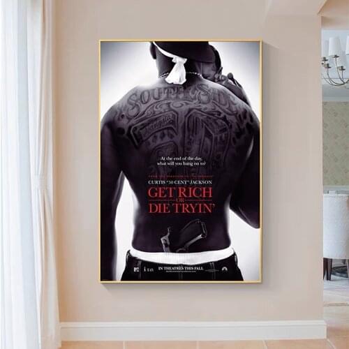 SP097 Silk Cloth Wall Poster Get Rich or Die Trying Art Home Decoration Gift
