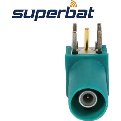 Superbat 10pcs Fakra Plug PCB Mount Right Angle Waterblue/5021 Neutral Coding RF Coaxial Connector