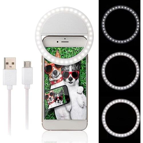 LED Selfie Ring Light Dimmable LED Ring Lamp Camera Phone Light Phone Fill Lighting Rechargeable For Live