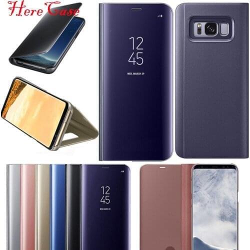 For Samsung J3 J5 J7 2017 A3 A5 A7 Smart Leather Flip Stand Mirror View Case For Samsung Galaxy S8 S7 Edge S6 Note 8 5 Cover