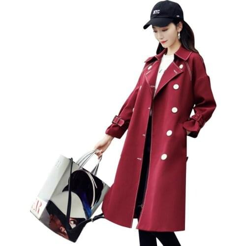 Draping Windbreaker Womens Mid-Length 2021 Spring And aAutumn New JacketLarge Size Gas Coat Double-Breasted Ladies Outwear A40