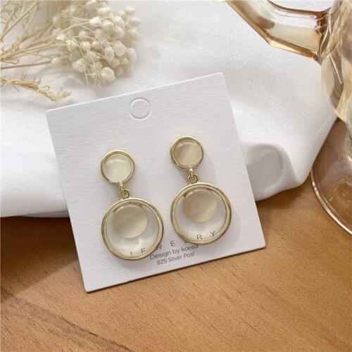 Vintage Opal Circle Pendant Clip Earrings Round Resin Vintage Earrings