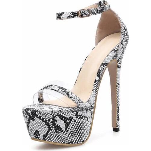 New Summer Women Platform Sandals Fashion High Heels Sexy Party Print Open Toe sandalias mujer 2019 Buckle Strap Sandals JS809