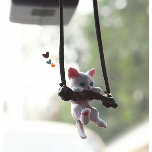 1 Pc Car Pendant Creative Cute Branch Cat Rearview Mirror Pendant Car Interior Decoration Car Interior Accessories