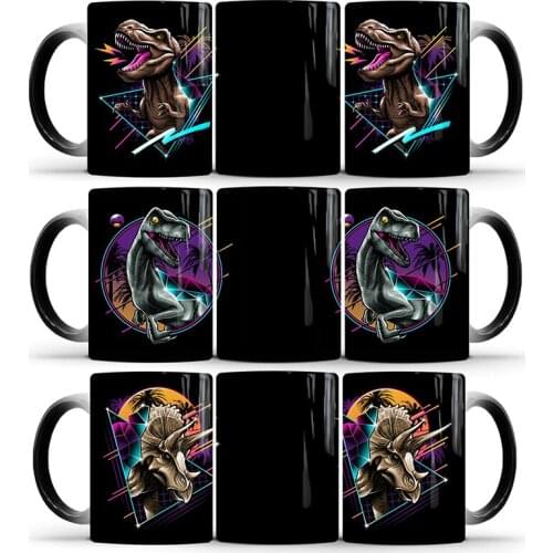 1Pcs 350ml New Ceramic Coffee Milk Mugs Creative Magic Mugs Dinosaur Color Changing Mugs Best Gift for Children Friends Kids
