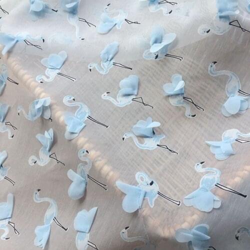 1Y/Lot High Quality 3D Bird Chiffon Sewing Fabric Width 1.3 Meters Dress Half Skirt Shawl Home Accessories