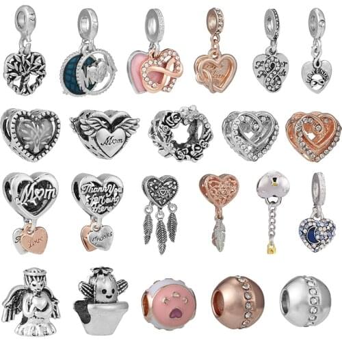 2Pcs/Lot Silver Color Life of Tree MOM Gigantic Charm Beads Pendant Fits DIY Bracelets Necklace For Women Fashion Jewelry Making