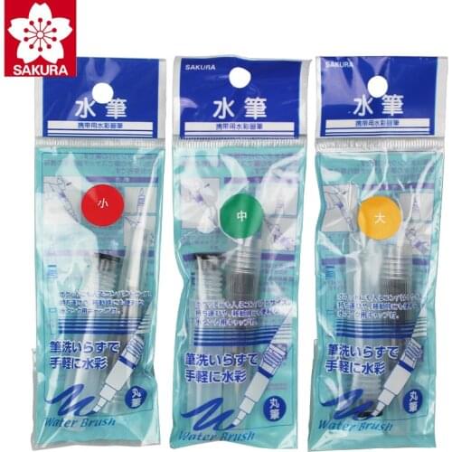 3pcs/set Sakura Water color round Flat Nib Soft Brush Pen Set Water Brush Pen Watercolor Art Marker painting Tools Size S M L