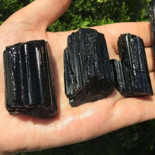3pcs Natural Black Tourmaline Crystal Gemstone Collectibles Rough Rock Mineral Specimen Healing Stone Home Decor