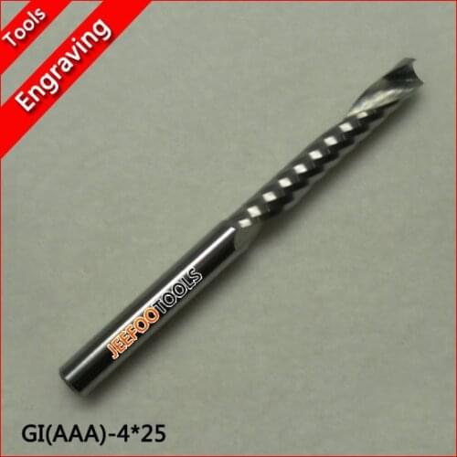 4*25mm One Flute Spiral Cutters, Solid Carbide Cutting Tools, Engraving Carving MDF, PVC Board, Acrylic