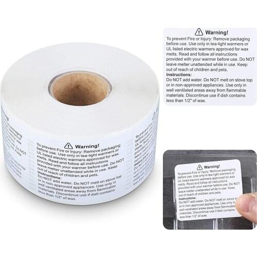 600pcs/roll Waterproof Candle Jar Warning Labels Wax Melting Safety Stickers Decals for Candle Making