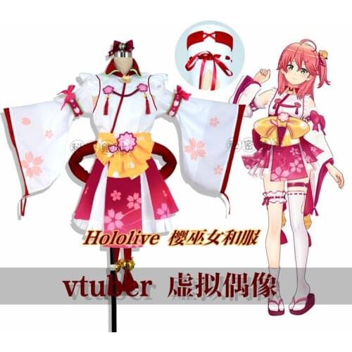 Anime Hololive VTuber Sakura Miko Kimono Battle Uniform Party Dress Cosplay Costume Halloween Women Free Shipping 2021 New